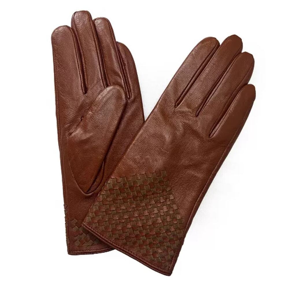 Marcus Adler New York Brown‎ Genuine Leather Touchscreen Gloves Size Small
